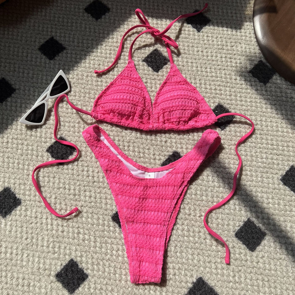 2026 Solid Color Sexy Bikini Set Four Piece Beach Vacation Split Swimsuit INS Style