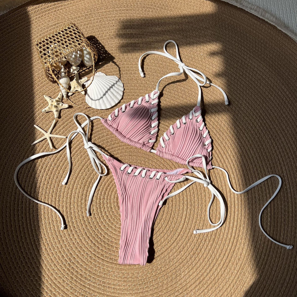 2026 New EU & US Sweet Minimal Bikini Set | Fresh Style Split Swimsuit for Women