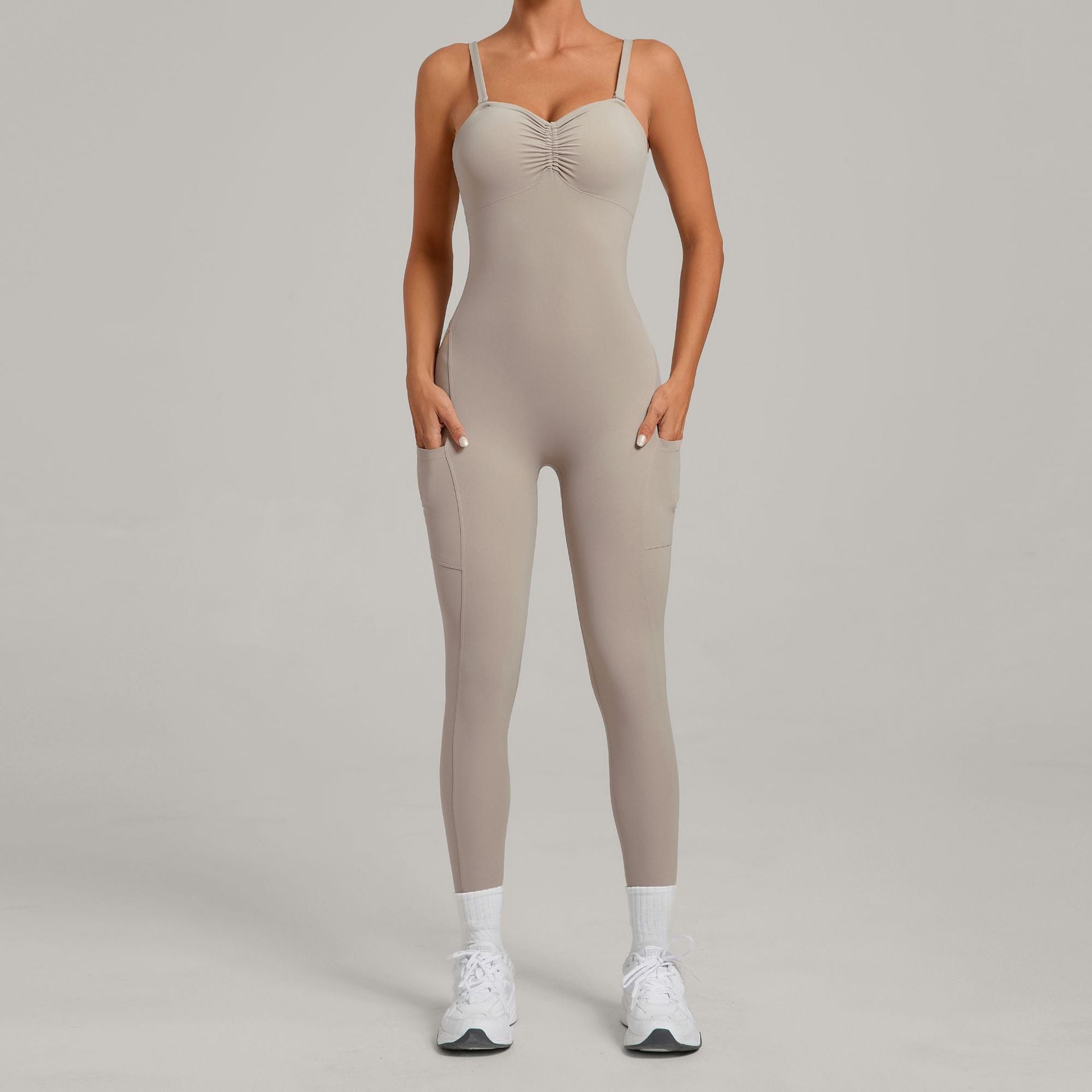 Multi-Way Wear Running Fitness Jumpsuit Side Pocket Yoga One-Piece