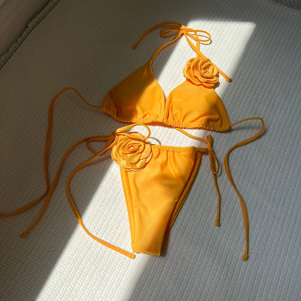 2026 Summer Sexy Embroidered Gradient Bikini Set Three Piece Beach Swimsuit