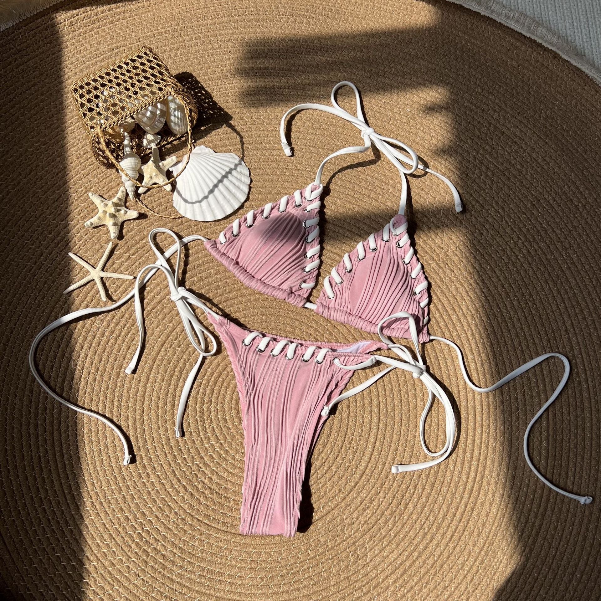 2026 Style Fresh Sweet High Waist Bikini Set Two Piece Swimsuit For Women