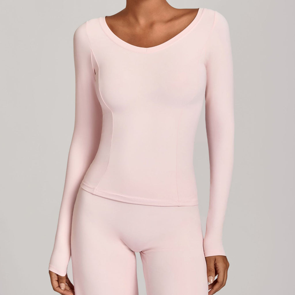 V-Neck Long Sleeve Yoga Jacket | Fall Winter Running & Casual Fitness Top