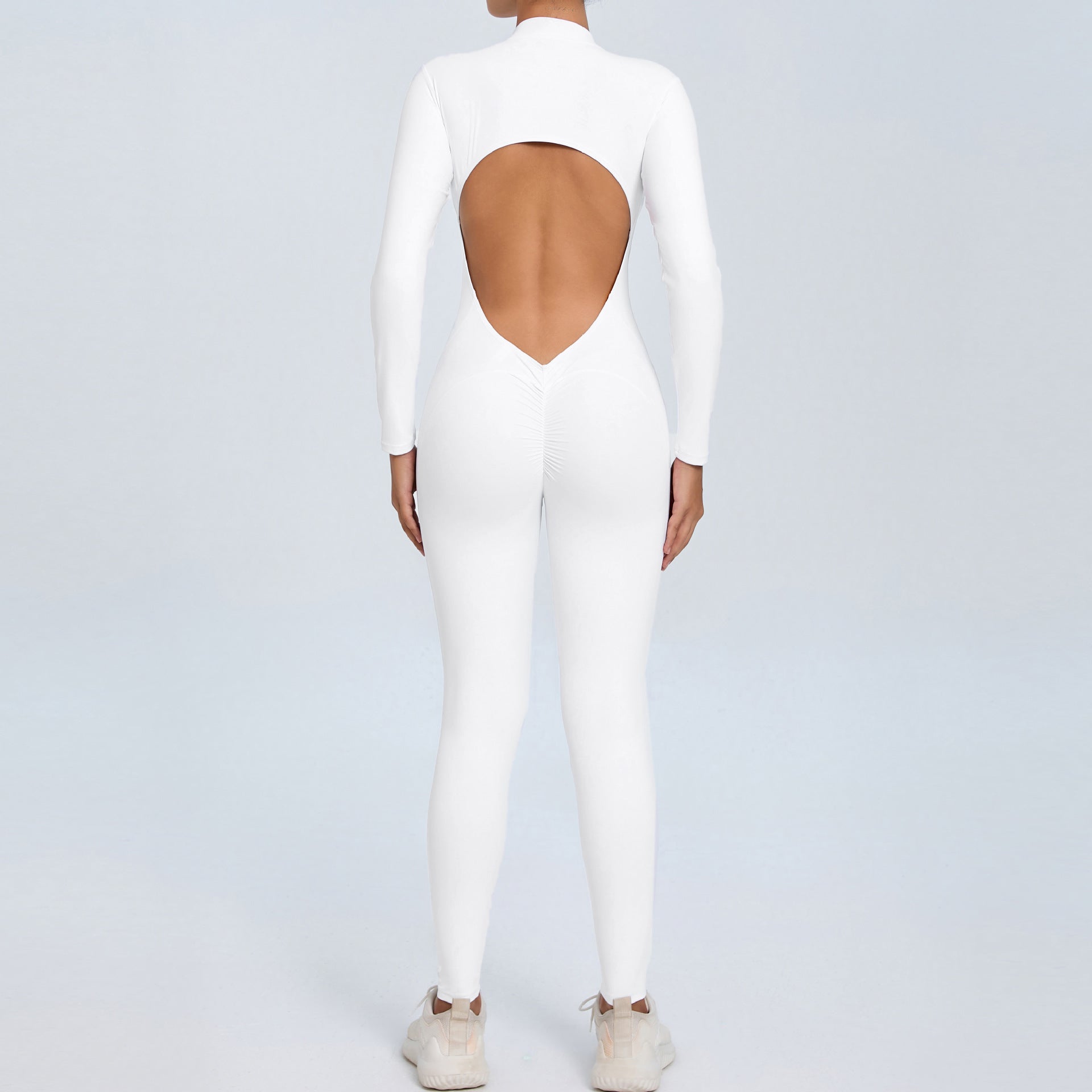 New Zipper Long Sleeve Bare-Feel Yoga Jumpsuit Tight Gym Activewear