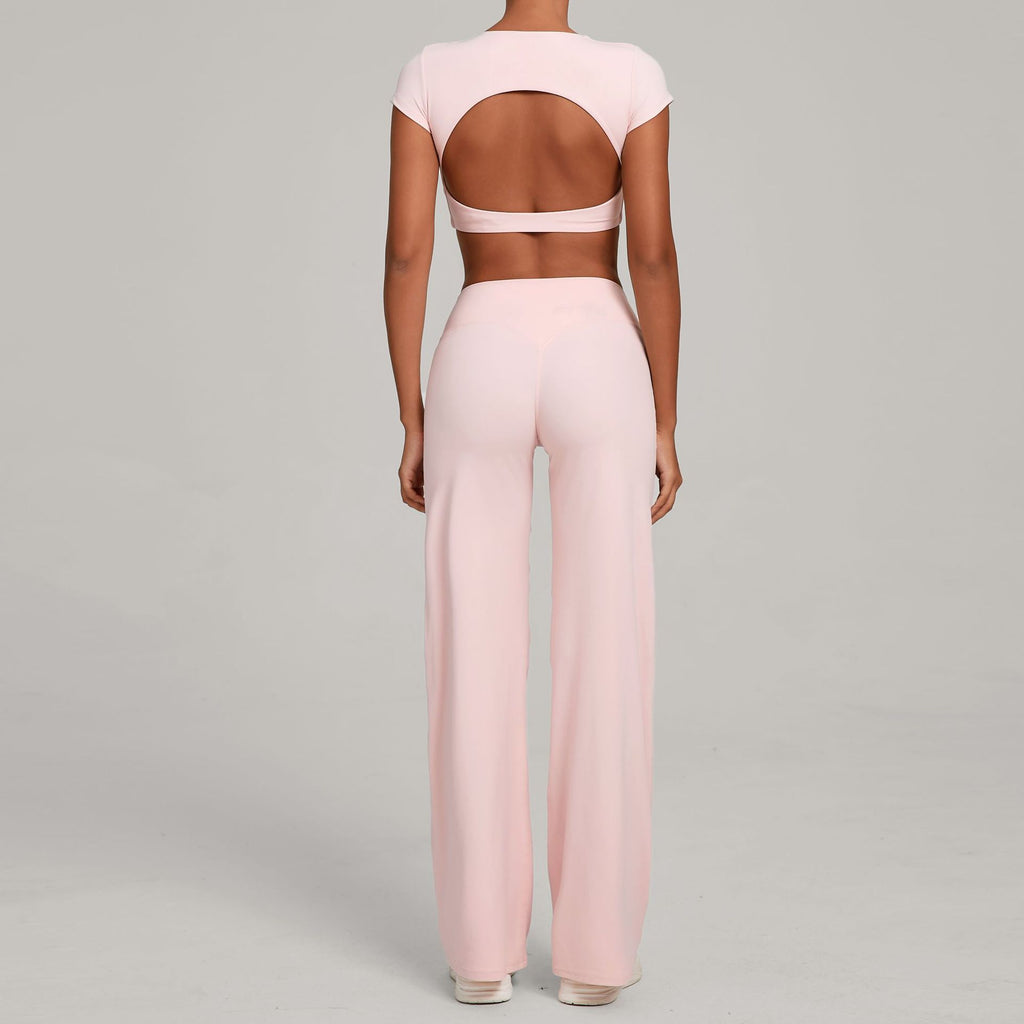 Backless Slim Fit Yoga Set | Quick-Dry Straight-Leg Pants Running & Training Two-Piece