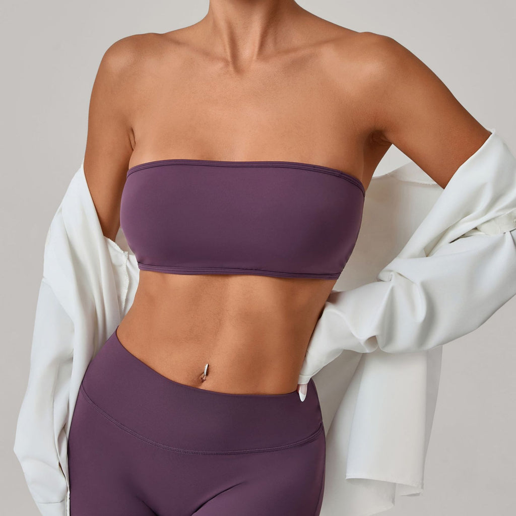Anti-Slip Bandeau Base Layer Sports Bra | One-Piece Naked-Feel Yoga Fitness Top