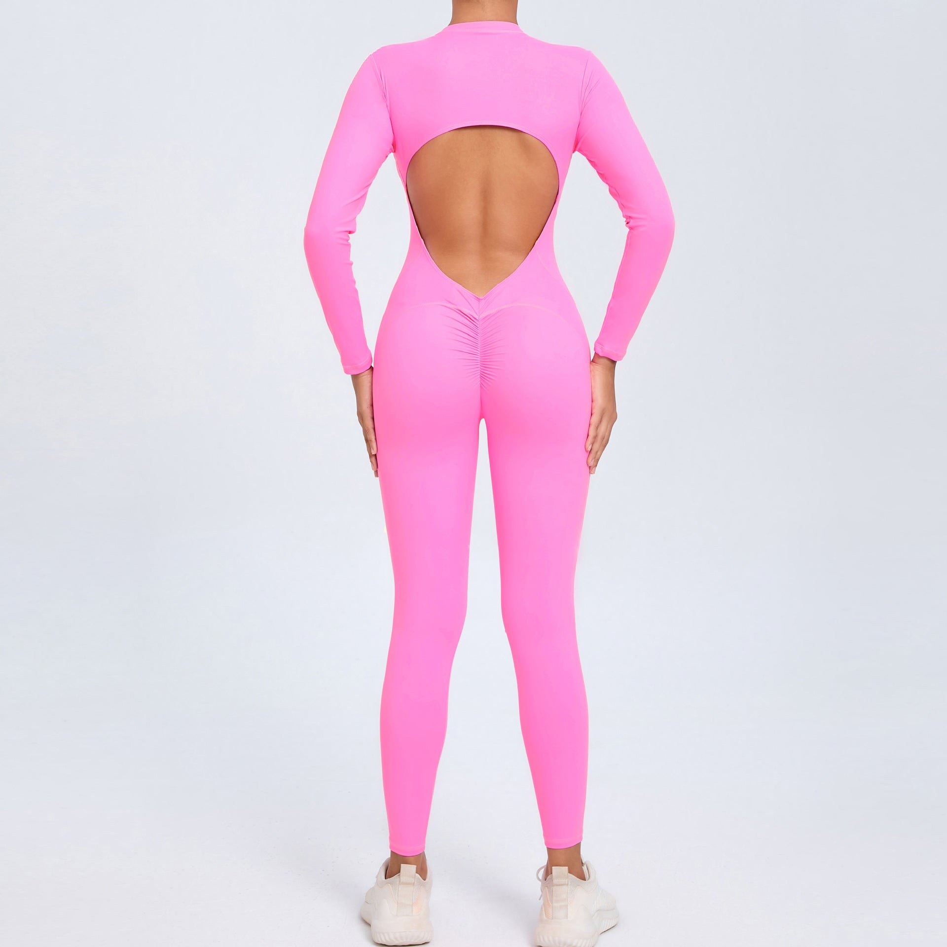 New Zipper Long Sleeve Bare-Feel Yoga Jumpsuit Tight Gym Activewear