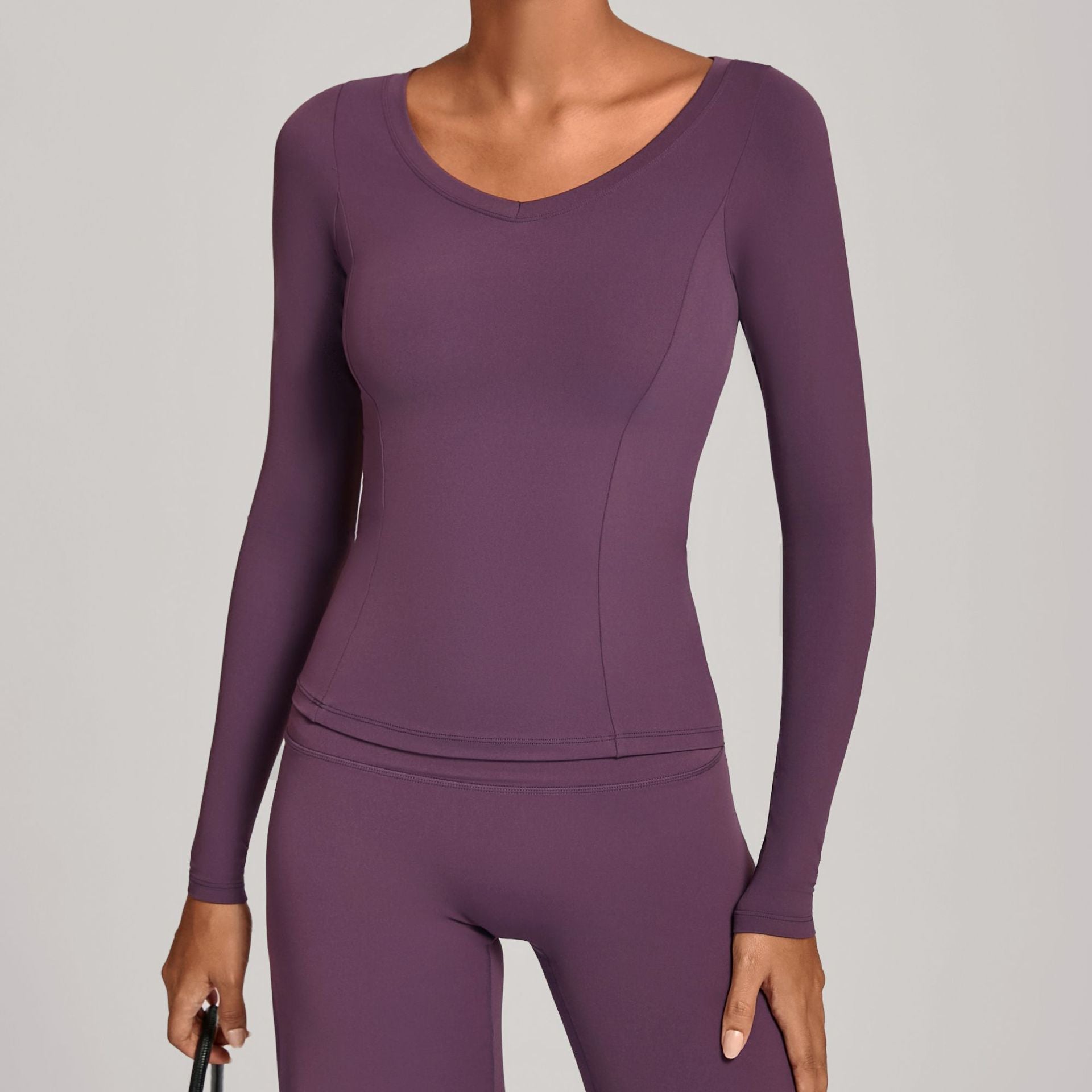 V-Neck Long Sleeve Yoga Jacket | Fall Winter Running & Casual Fitness Top