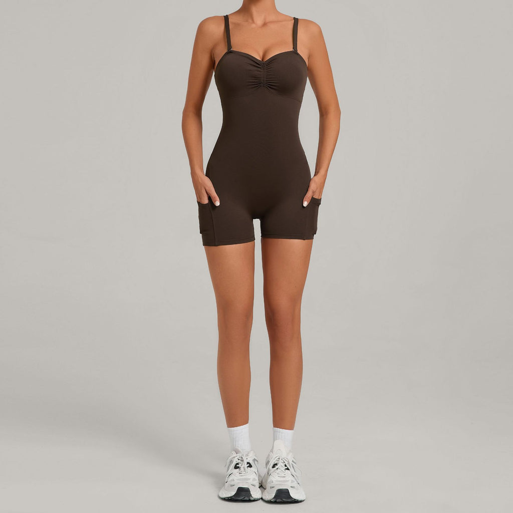 Multi-Way Wear Yoga Jumpsuit Side Pocket Running Fitness Bodysuit