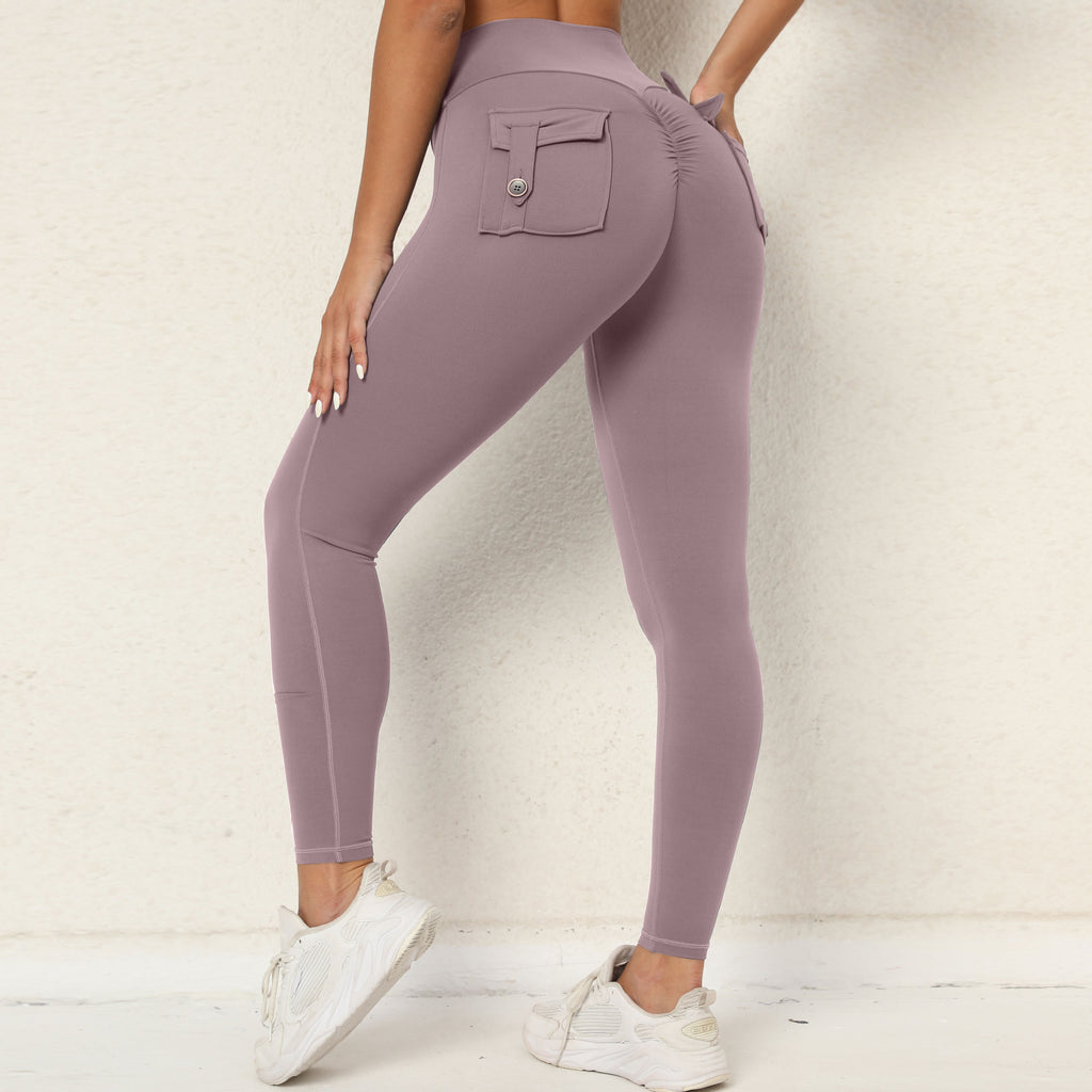 High-Waist Cargo Yoga Leggings | Peach-Lift Stretch Pocket Running Fitness Pants