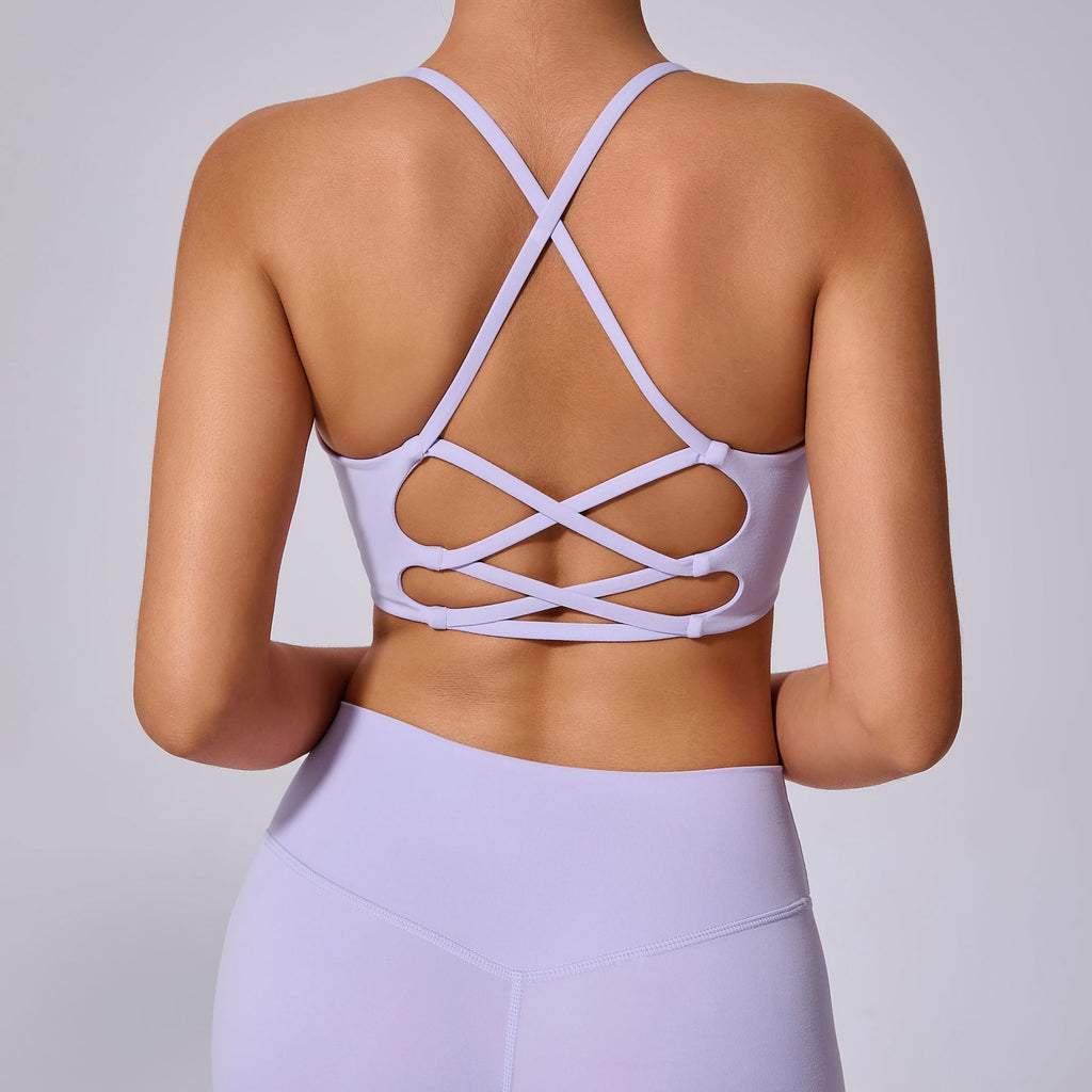 Shockproof Cross Strap Naked-Feel Yoga Bra | Running & Training Cross Back Sports Top
