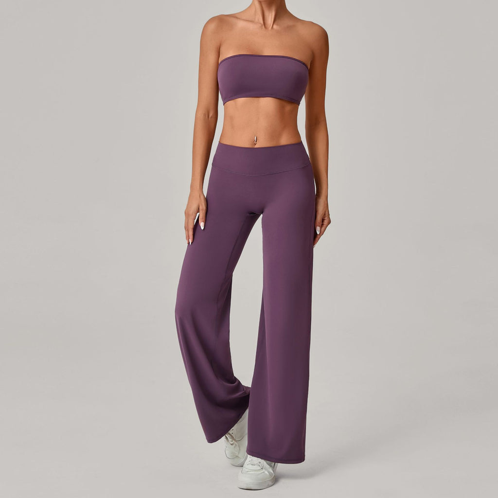 Second-Skin Bandeau Cross Back Yoga Set | Outdoor Running Fitness Two-Piece