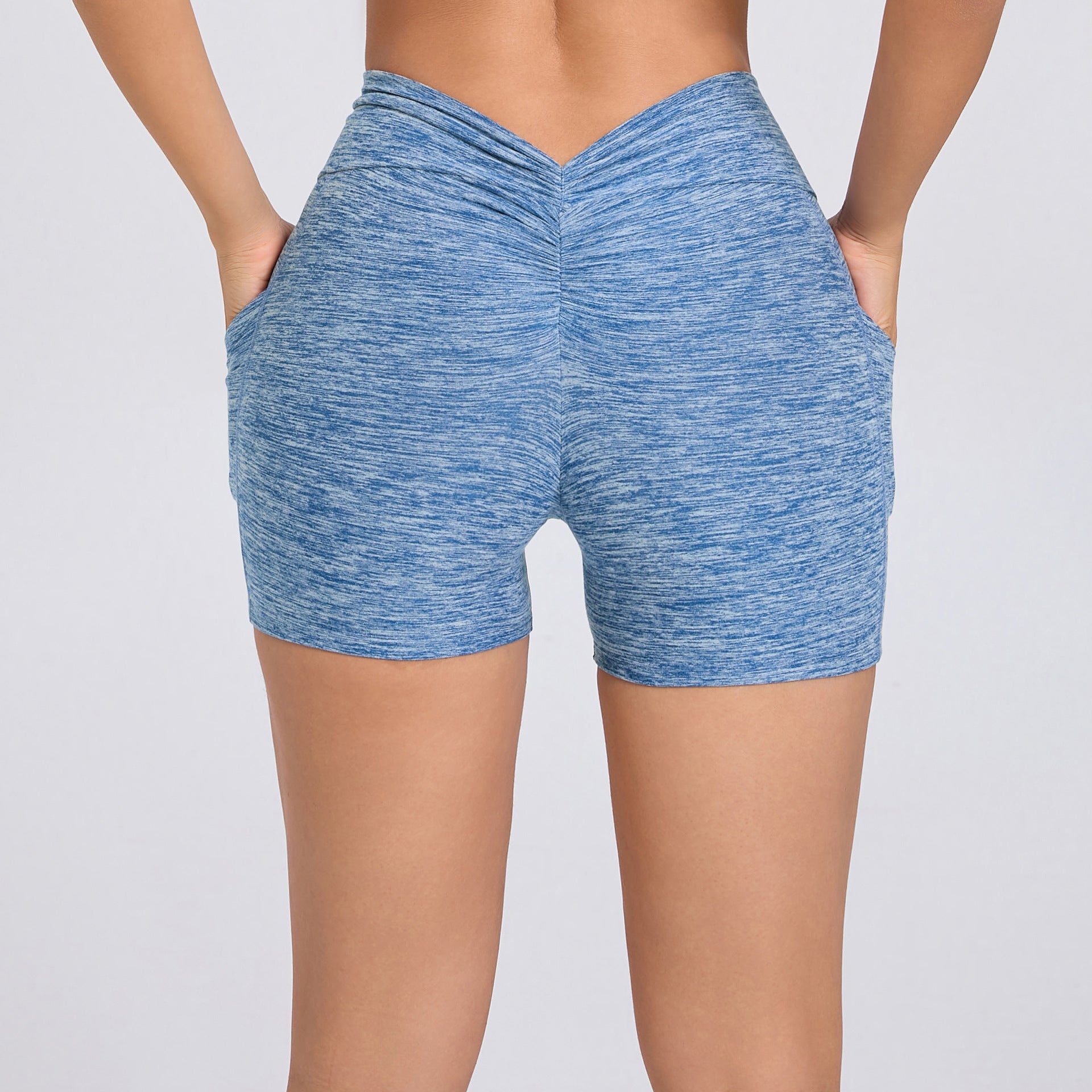 Scrunch Butt High-Waist Yoga Shorts Stretch Side Pocket Running Fitness Shorts