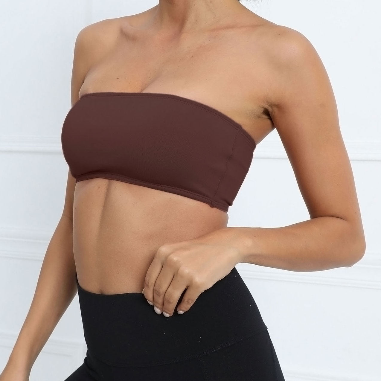 New Strapless Bandeau Yoga Sports Bra | Cross Back Fitness & Training Bra