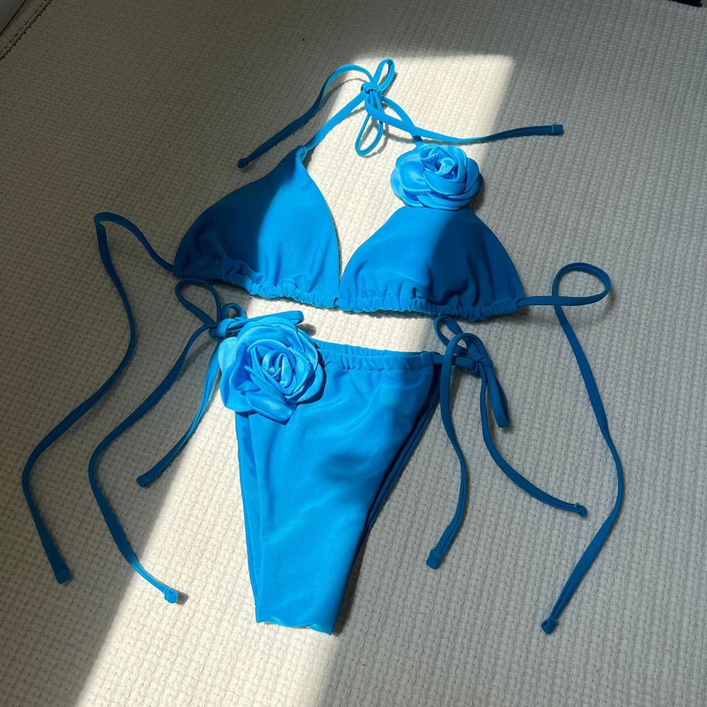 2026 Summer Sexy Embroidered Gradient Bikini Set Three Piece Beach Swimsuit