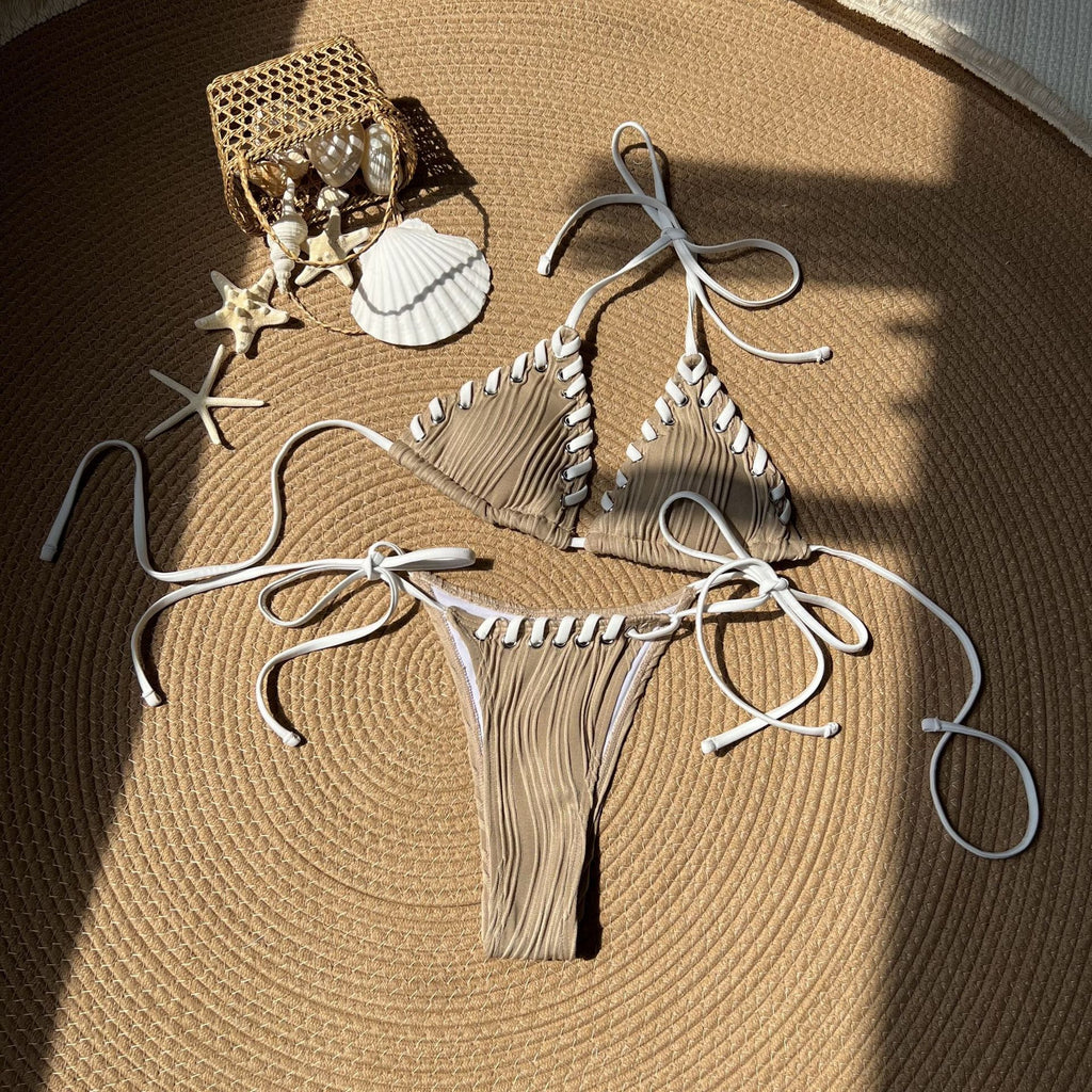 2026 New EU & US Sweet Minimal Bikini Set | Fresh Style Split Swimsuit for Women
