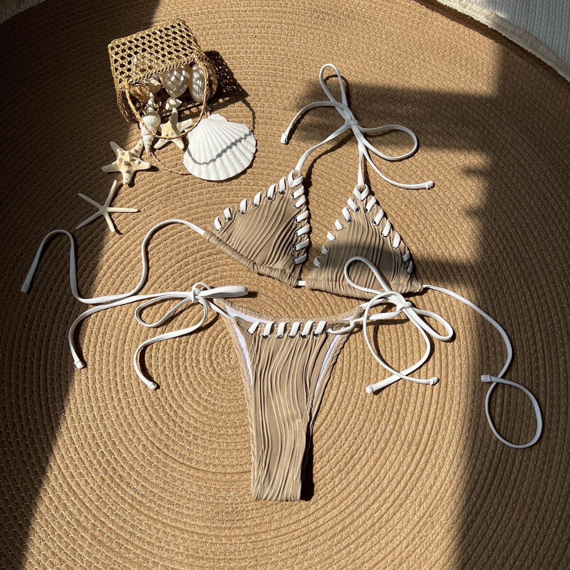 2026 New EU & US Sweet Minimal Bikini Set | Fresh Style Split Swimsuit for Women
